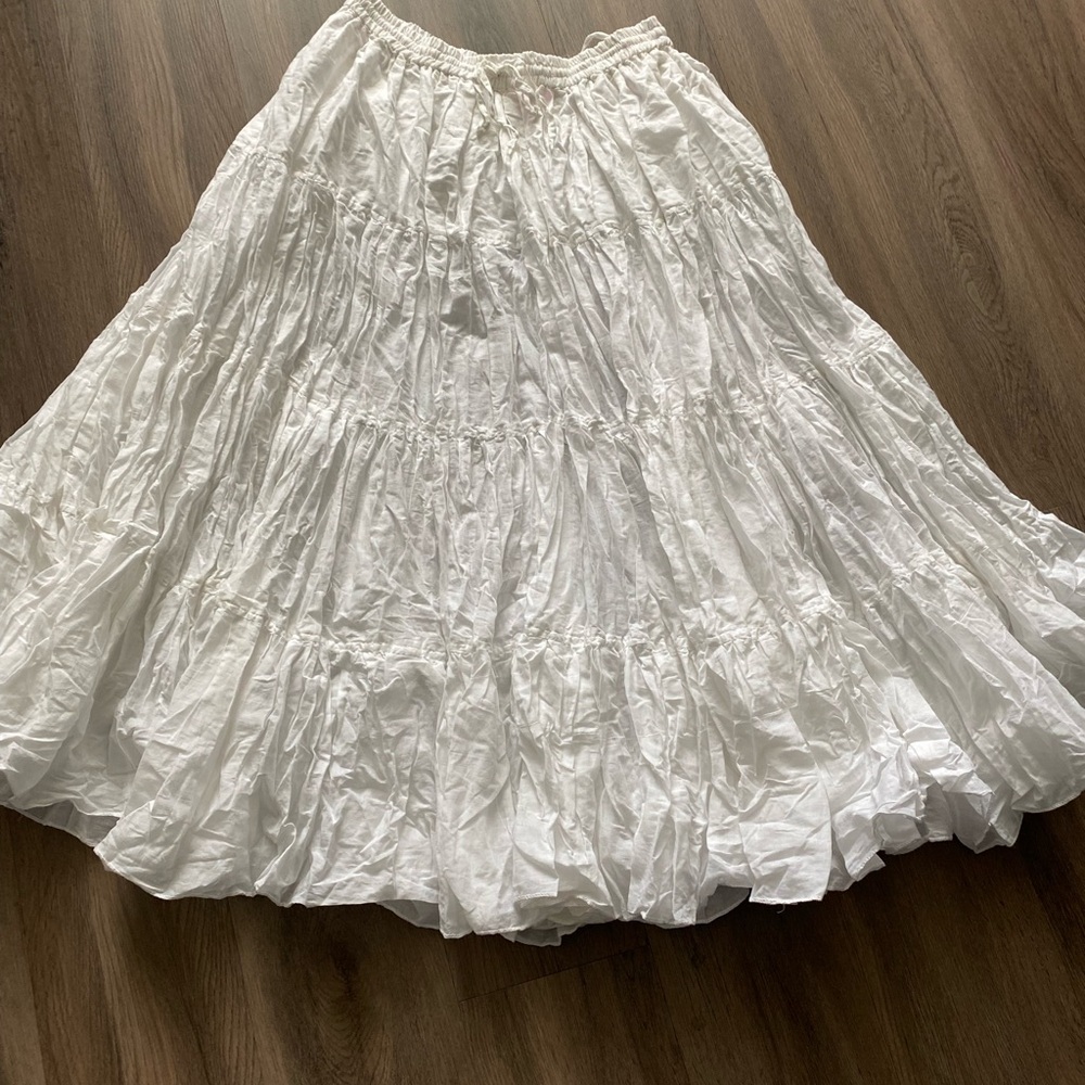 White Tribal Belly Dance Tier yard multi tier Maxi skirt
